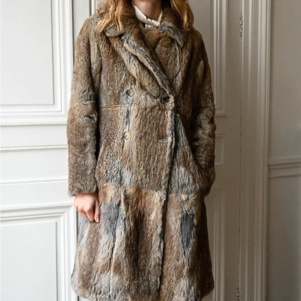 Sandro vintage rabbit fur coat size M